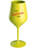 JSEM KRÁLOVNA, VOLE! - žlutá nerozbitná sklenice na víno 470 ml