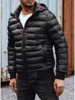 Pánska prešívaná bunda s kapucňou čierna FashionStreet TX4764