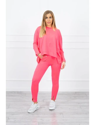 Sada s oversize blúzkou ružová neónová