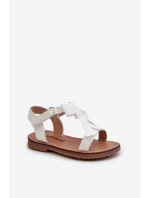 Lakierowane Sandałki Dziecięce Z Kokardką Na Rzep Białe Joratia