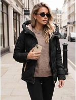 Dámska prešívaná bunda s kapucňou, čierna, FashionStreet TY5943 Dámska prešívaná bunda s kapucňou, čierna, FashionStreet TY5943