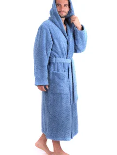 Unisex župan Athena s kapucňou 3116 denim light - Vestis