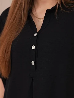 Blúzka s predĺženým zadným dielom čierna