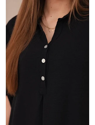 Blúzka s predĺženým zadným dielom čierna
