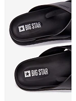Big Star Pánske kožené papuče TT174217 Black