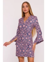 M877 Šaty s potlačou a širokými manžetami - model 3