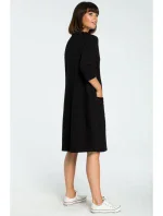 B083 Oversized šaty s predným vreckom - čierne B083 Oversized šaty s predným vreckom - čierne
