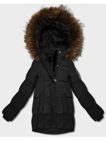 Púzdrová bunda s kapucňou čierna (KK60609)