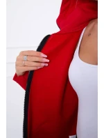 Zateplená mikina s predĺženým chrbtom a vreckami červená