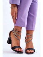 Modne Sandały Z Cyrkoniami Czarne Carma