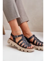 Skórzane Sandały Damskie Zazoo 3695 Czarne