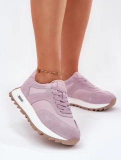 Zamszowe Sneakersy Na Platformie Damskie Big Star RR274900 HI-POLY SYSTEM Fioletowe