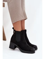 Botki Sztyblety Damskie Na Obcasie Ocieplane Czarne Zelia