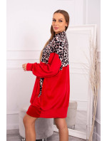 Velúrové šaty s červeným leopardím vzorom