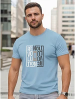 Pánske modré bavlnené tričko s potlačou Revolution FashionStreet NX0143R Pánske modré bavlnené tričko s potlačou Revolution FashionStreet NX0143R