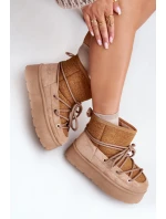 Śniegowce Z Wiązaniem Na Platformie Brązowe Mavora