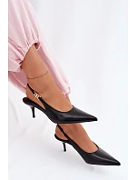 Dámské sandály z umělé kůže na podpatku Černé Jelissey