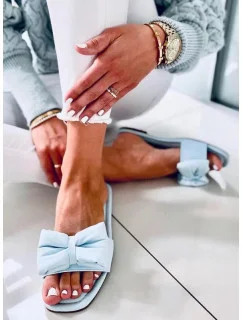 Dámske šľapky s mašľou H47 Svetlo modrá - Sixth Sens