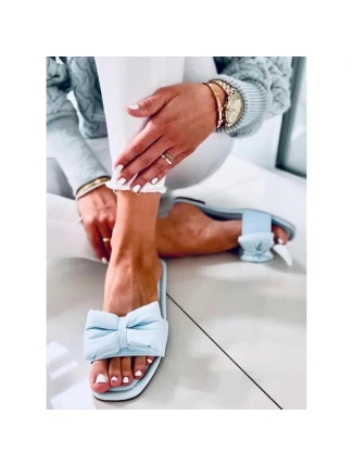 Dámske šľapky s mašľou H47 Svetlo modrá - Sixth Sens Dámske šľapky s mašľou H47 Svetlo modrá - Sixth Sens