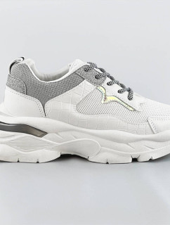 Bielo-šedé šnurovacie dámske športové topánky (LU-3)