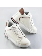 Bielo-hnedé športové topánky so skrytým klinom (666-16)