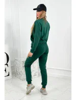 Set 3 v 1 mikina s cvočkami + top + nohavice zelený