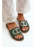 Damskie Płaskie Klapki Z Cekinami S.Barski KV27-052 Zielone