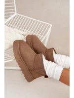 Śniegowce Damskie Na Platformie Ocieplane Futerkiem Khaki Vesirae