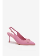 Sandály Podpatky Dámské S Ozdobným Detalem Růžové Lurella
