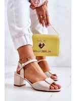 Kožené sandále na vysokom podpätku Beige Lorisa