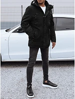 Kurtka męska zimowa z kapturem czarna FashionStreet TX4823 Kurtka męska zimowa z kapturem czarna FashionStreet TX4823