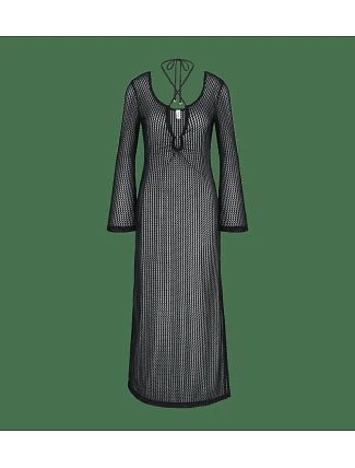 Plážové MyWear háčkované dlhé šaty LSL - BLACK - TRIUMPH BLACK - TRIUMPH Plážové MyWear háčkované dlhé šaty LSL - BLACK - TRIUMPH BLACK - TRIUMPH