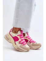 Snekersy Damskie Na Grubej Podeszwie Fuksja Peonema