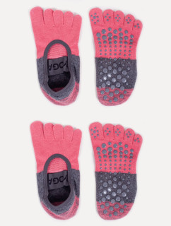 Yoclub Ponožky na jogu 2-pack SKS-0020U-AA2A Pink