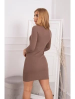 Šaty s ozdobnými gombíkmi mocca