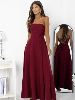 Dámske dlhé šaty model 222674 burgundy - With You