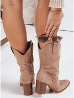 Dámske semišové kovbojské topánky béžové FashionStreet ZY1195