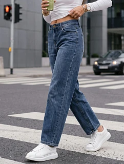 Dámske džínsy s voľným strihom „baggy fit“, modré, FashionStreet UY3096