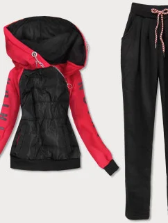 Čierno-červený dámsky športový komplet (AMG580/1)