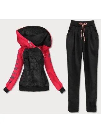 Čierno-červený dámsky športový komplet (AMG580/1)