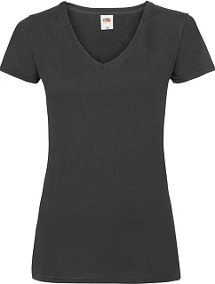 Fruit of the Loom Lady-Fit Valueweight V-Neck T Dámske tričko s výstrihom do V 16.1398 čierne