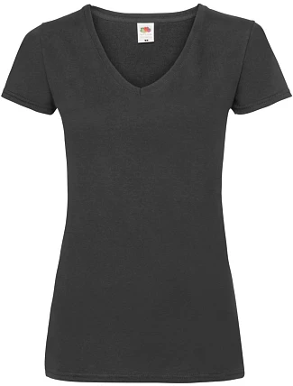 Fruit of the Loom Lady-Fit Valueweight V-Neck T Dámske tričko s výstrihom do V 16.1398 čierne