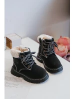 Dziecięce Trapery Botki Na Suwak z Kożuszkiem Czarne Marialee
