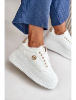 Sneakersy Buty Sportowe Damskie Ocieplane Na Masywnej Podeszwie Białe Ardiela