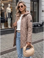 Dámska prešívaná prechodná bunda s kapucňou, béžová, FashionStreet TY5767 Dámska prešívaná prechodná bunda s kapucňou, béžová, FashionStreet TY5767