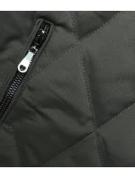 Prešívaná bunda v army farbe s ozdobnými sťahovacími lemami (16M9086-136) Prešívaná bunda v army farbe s ozdobnými sťahovacími lemami (16M9086-136)