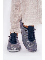 Półbuty Damskie Ze Skóry Naturalnej Wzorzyste Artiker 56C2691 Niebieskie