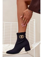 Dámske topánky na podpätku so zlatými detailmi Zazoo 3128 Black