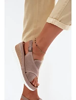 Dámske sandále na platforme z prírodnej kože Artiker 58C3146 dark beige