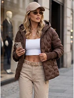 Dámska prešívaná bunda s kapucňou, hnedá, FashionStreet TY5870